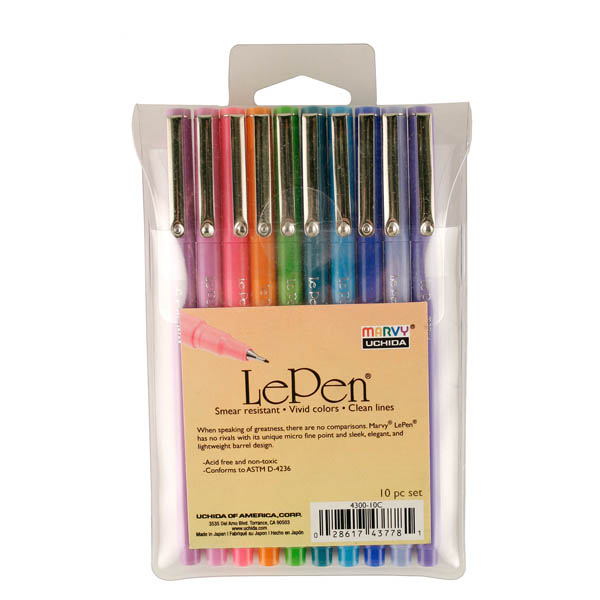 Marvy Uchida Le Pens Multicolor Set, 0.3mm Fine Point Pens, Smudge Proof  Ink