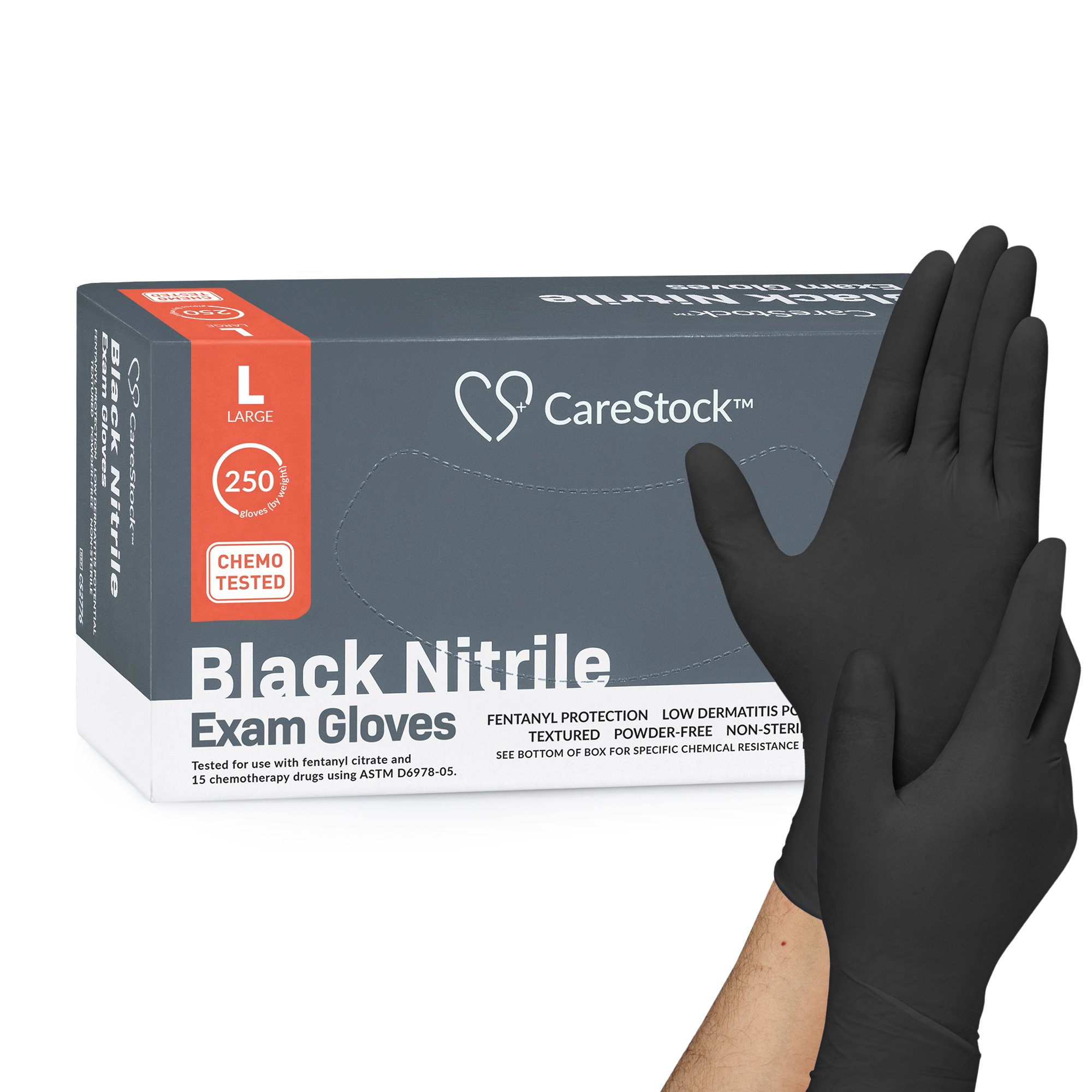 CareStock Nitrile Exam Glove, Large, Black MK 1230894