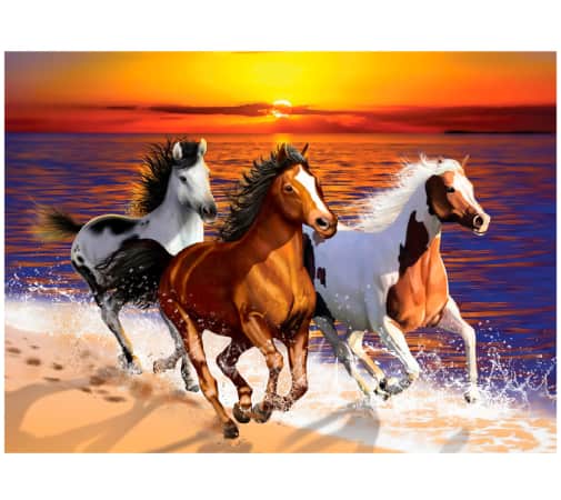 Wooden City Jigsaw Puzzle - Wild Horses on the Beach (Medium; 200 pieces)