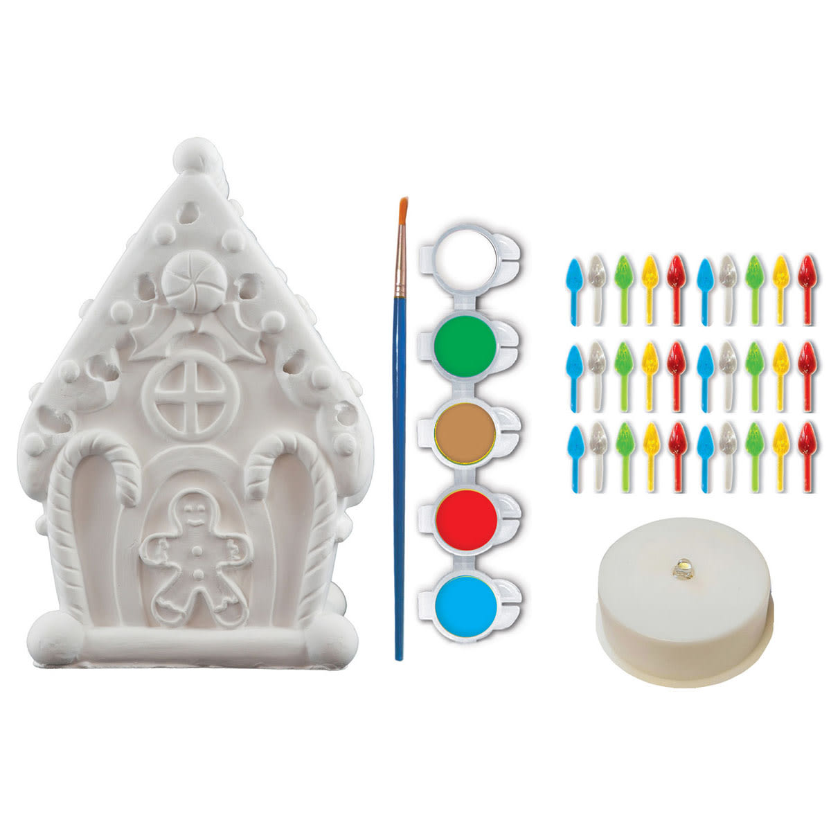 Gingerbread House - 6" LED Light-Up Plaster Paint Kit