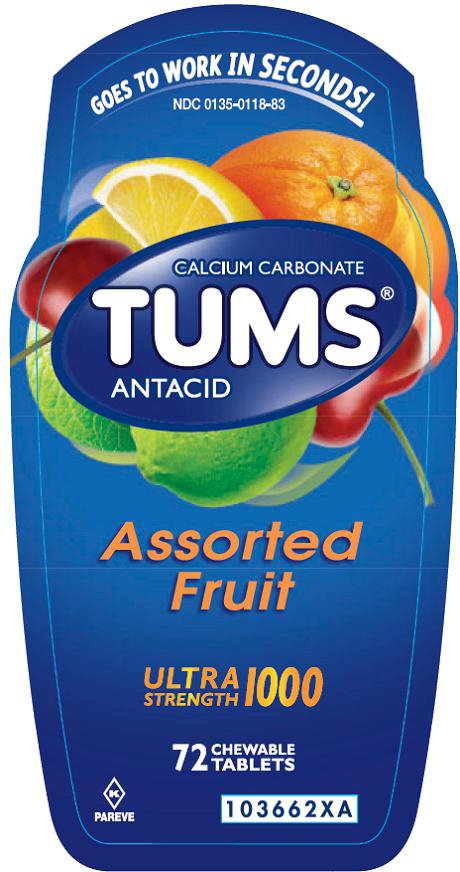 Tums Ultra Strength 1000 Antacid Chewable Tablets Assorted Fruit MK 363181