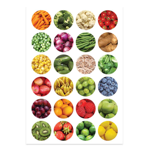 Fruit & Veggies 1" Stickers (3 sheets)