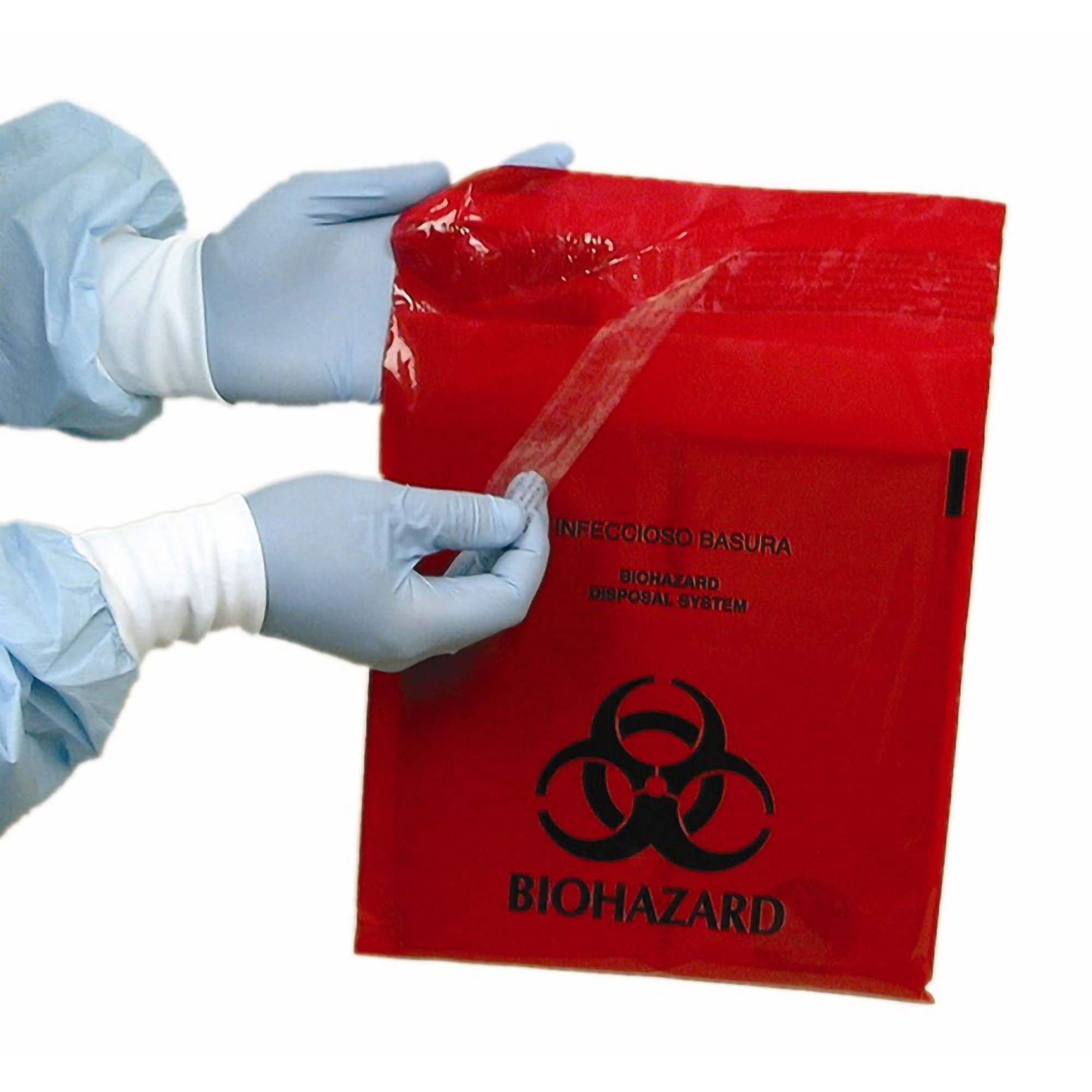 Stick on Biohazard Waste Bag Biohazard Symbol 0.35 gal. Red 9 X 10 Inch MK 769212
