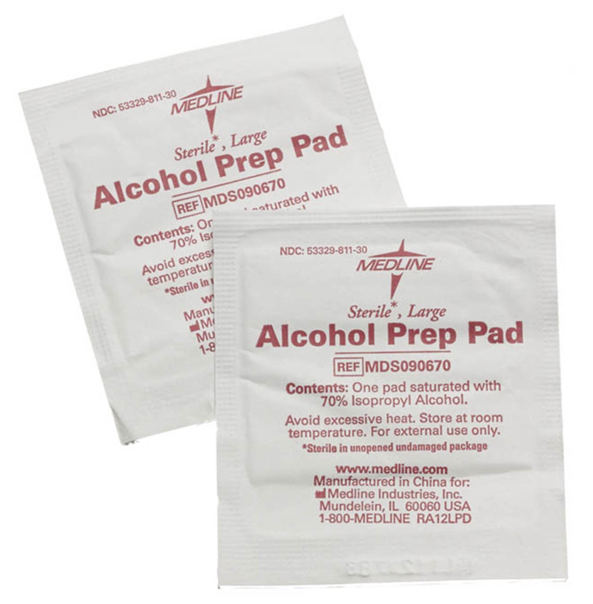 Alcohol Prep Pad Medline 70% Strength Isopropyl Alcohol Individual Packet Medium Sterile MK 508660
