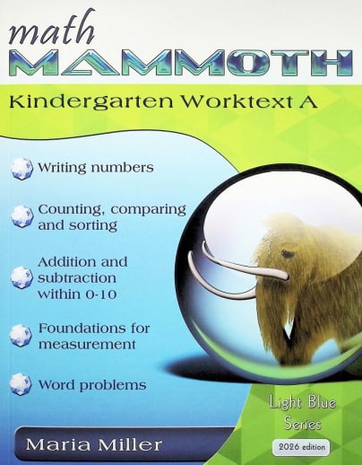 Math Mammoth Grade K-A Worktext (2026 Edition, Full Color)