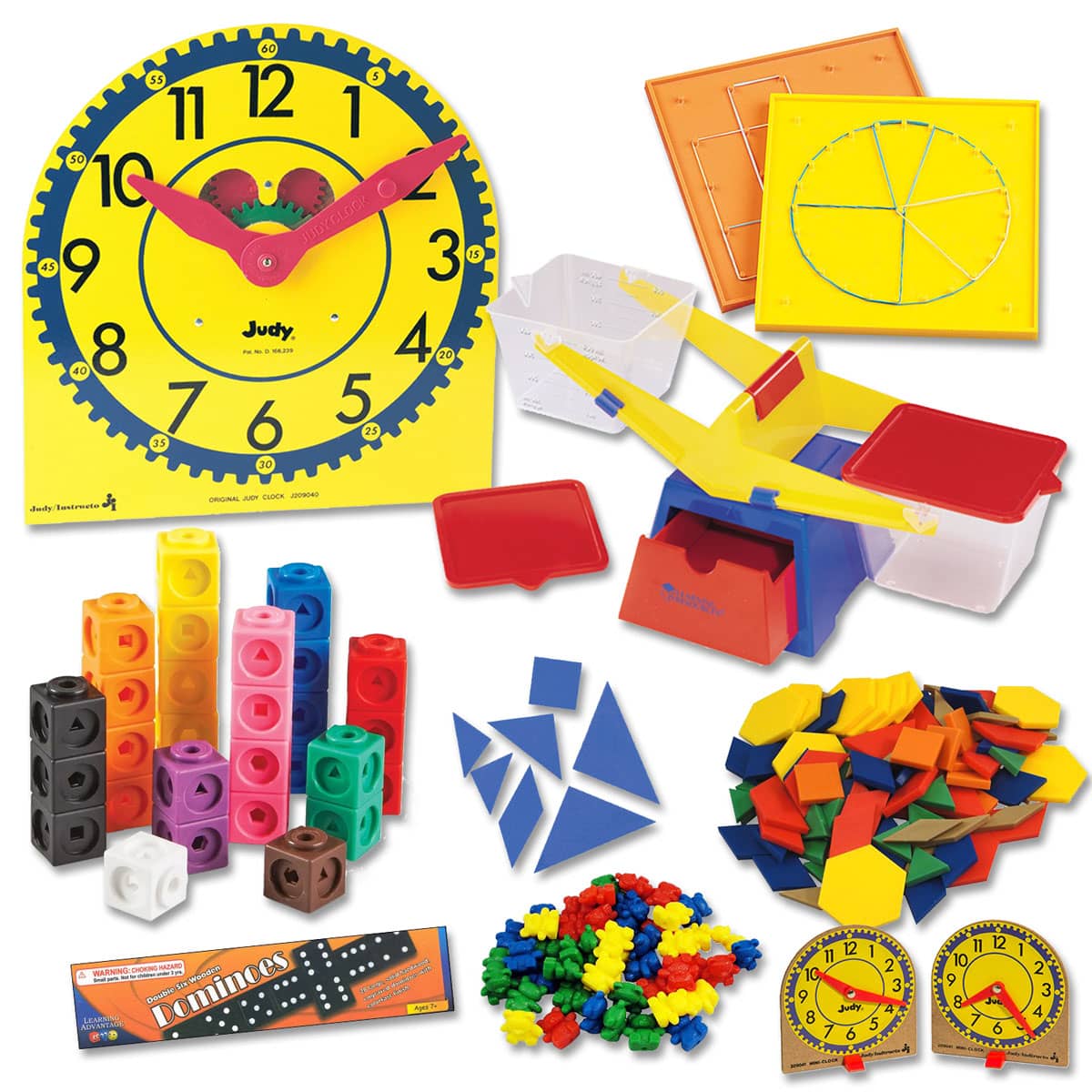 Saxon Math Manipulative Kit K (Basic Plastic Pattern Blocks, Judy Clock, Optional Items)