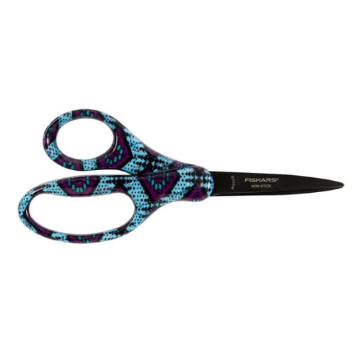 Fiskars Designer Non-Stick 7" Student Scissors Blue Tribal