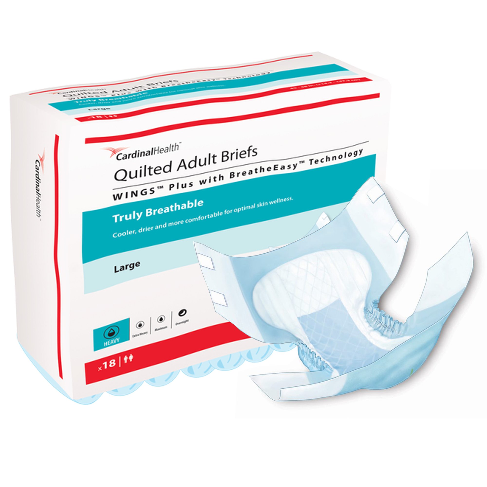 Wings Quilted Plus with BreatheEasy Technology Incontinence Brief, Large MK 1176299