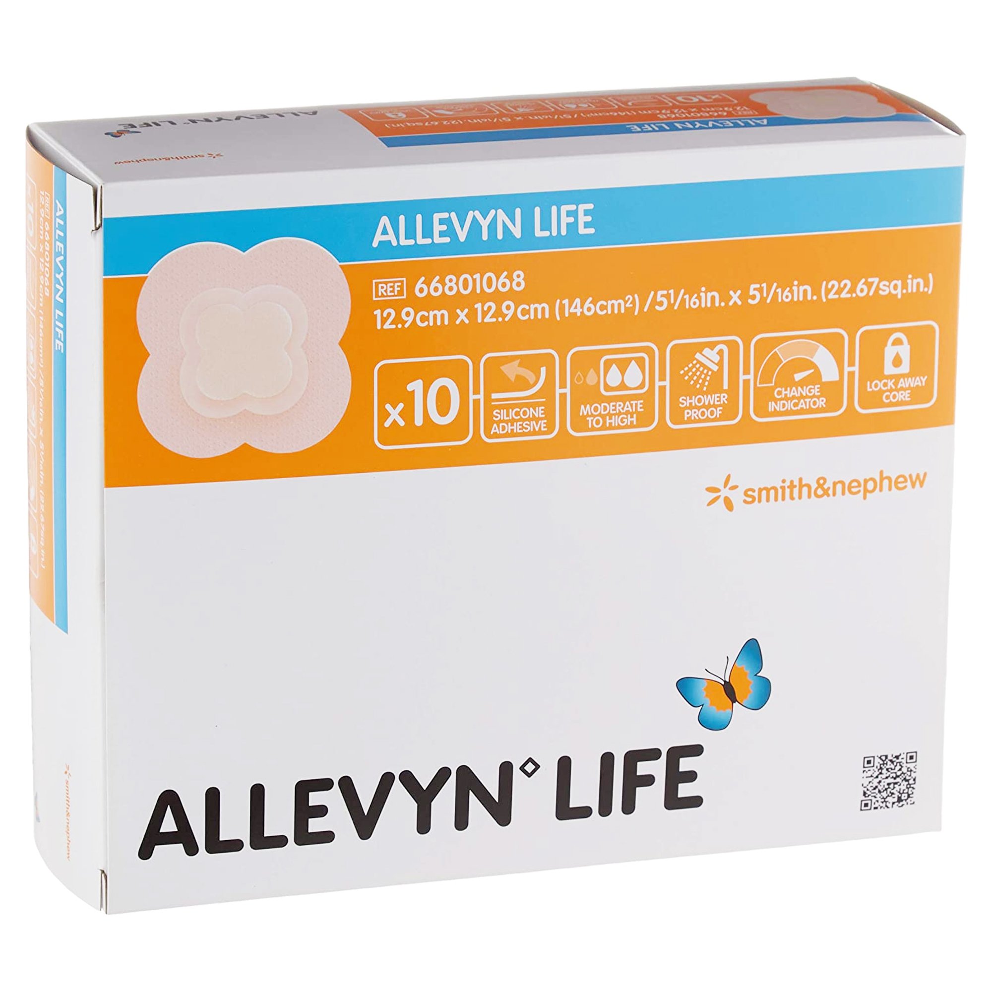 Allevyn Life Silicone Adhesive with Border Silicone Foam Dressing, 5 x 5 Inch MK 834485