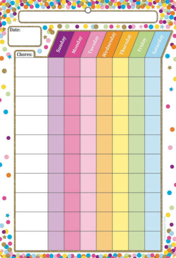 Confetti Chore Chart Smart Poly Chart Write-On/Wipe-Off