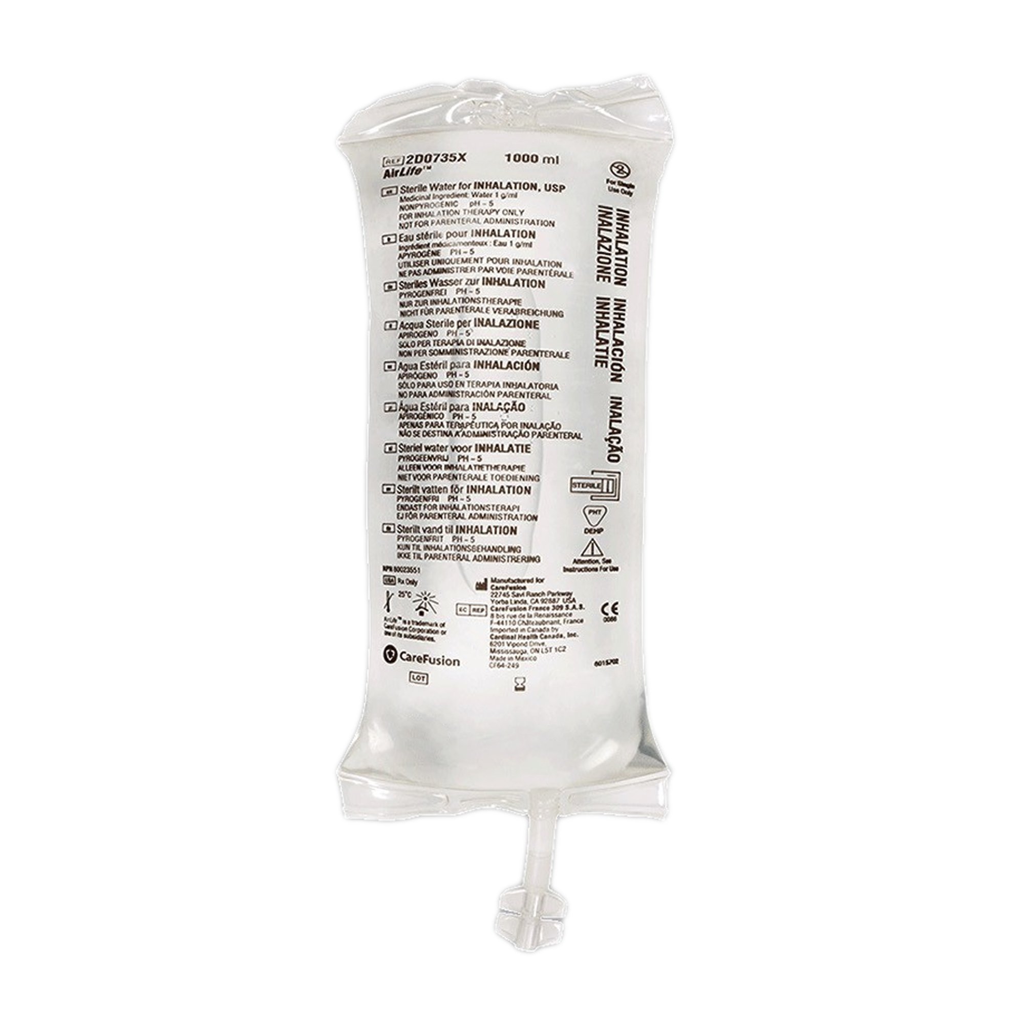 AirLife Respiratory Therapy Sterile Water Inhalation Solutions, Flexible Bag MK 520839