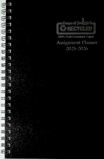 Student Assignment Planner Black Leatherette August 2025  - August 2026