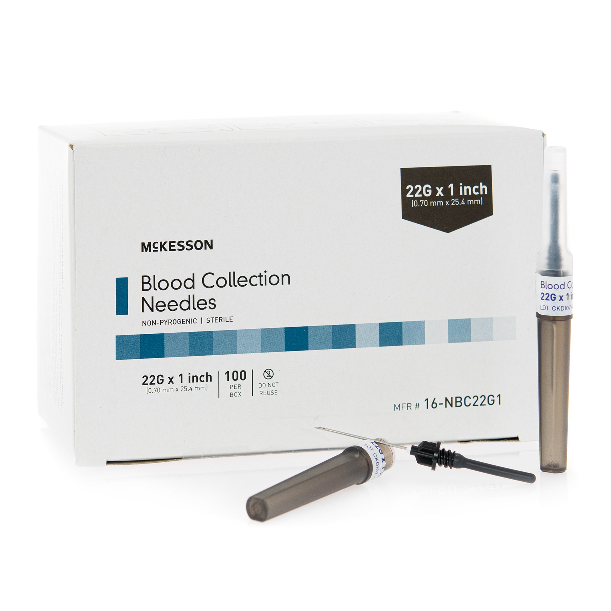 McKesson Blood Collection Needle, 22 Gauge, 1 Inch Length MK 1144305