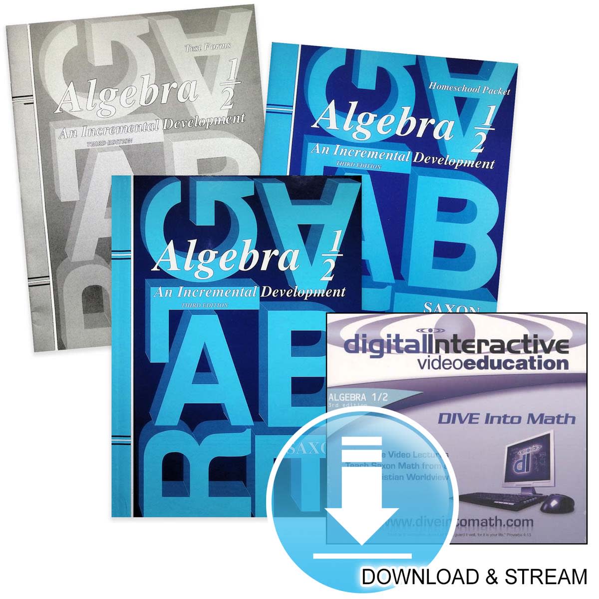 Saxon Algebra 1/2 3rd Edition Homeschool Study Kit Plus DIVE Download & Stream
