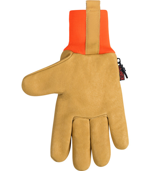Lined Hi-Vis Orange Grain Pigskin Palm with Knit Wrist, Orange, large