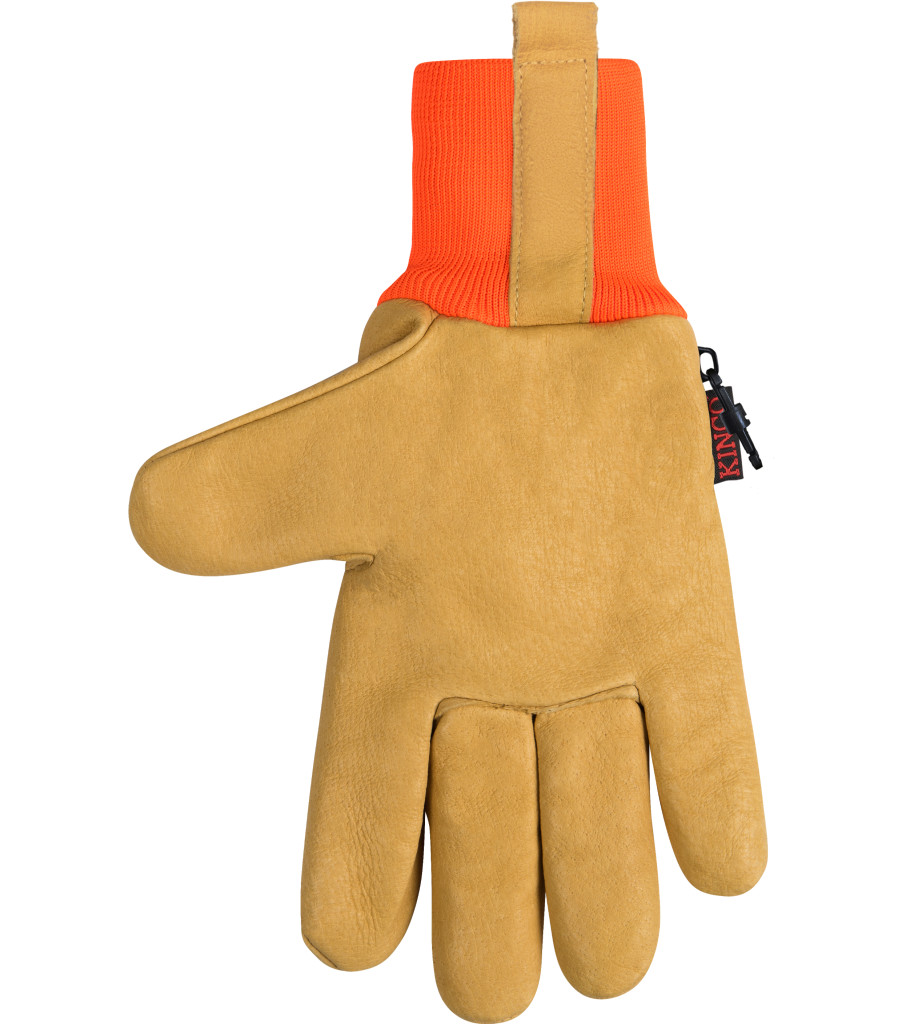Lined Hi-Vis Orange Grain Pigskin Palm with Knit Wrist, Orange, large image number 1