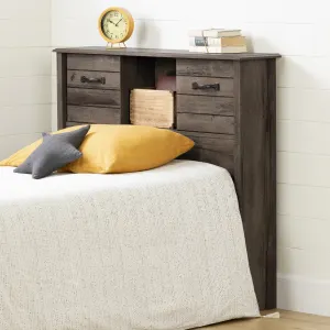 Bookcase Headboard with Storage and Sliding Doors