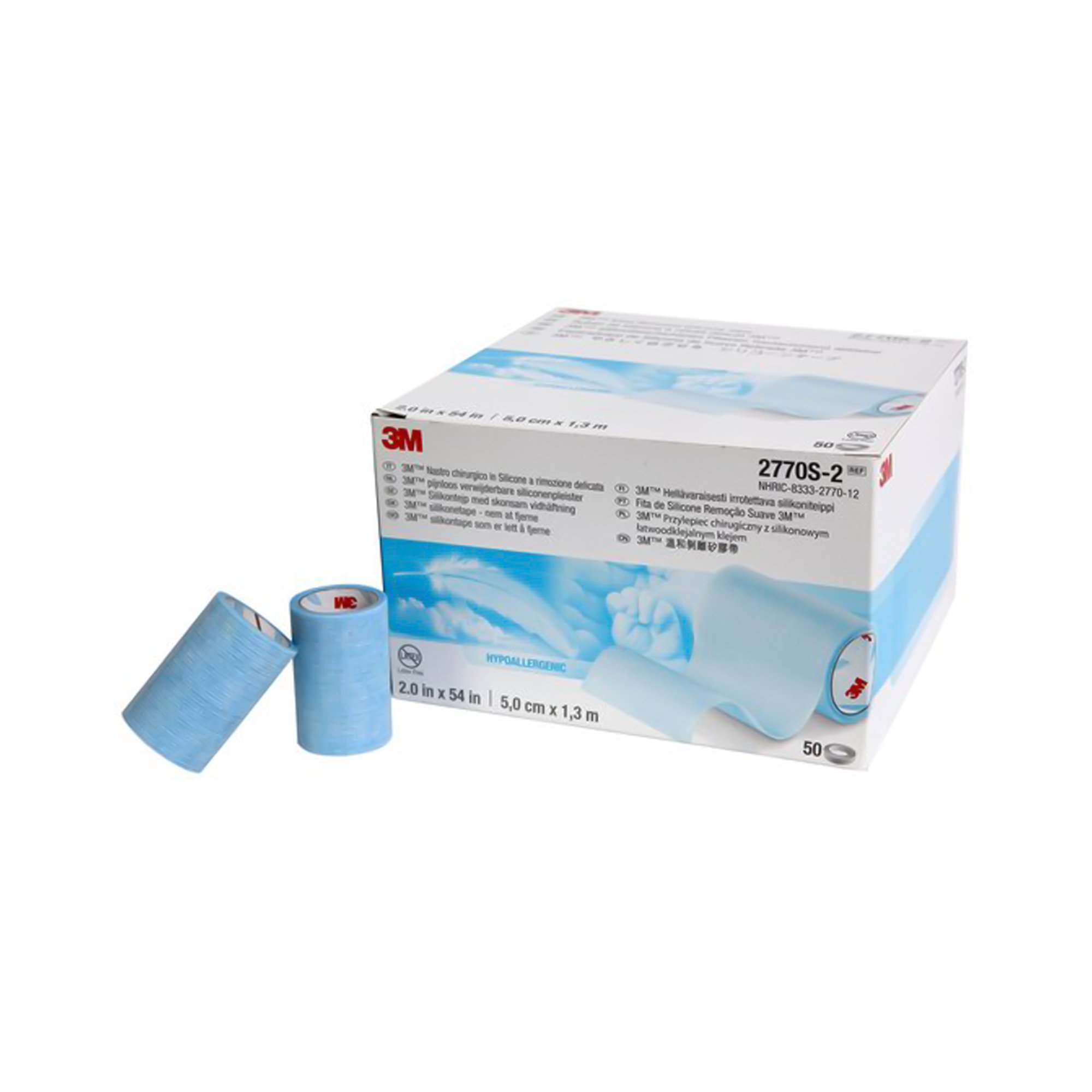 3M Micropore S Silicone Medical Tape, 2 Inch x 1-1/2 Yard, Blue MK 774190
