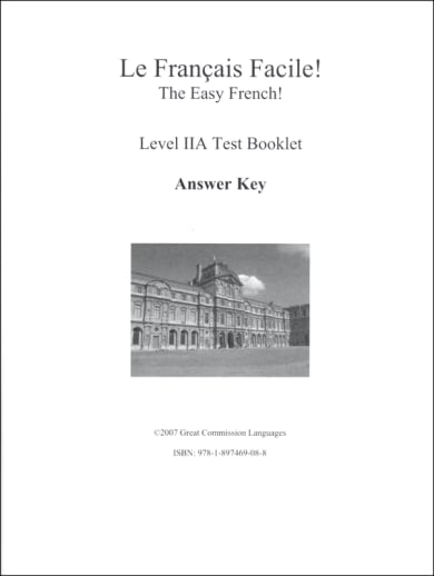 Easy French Level 2A Test Answer Key