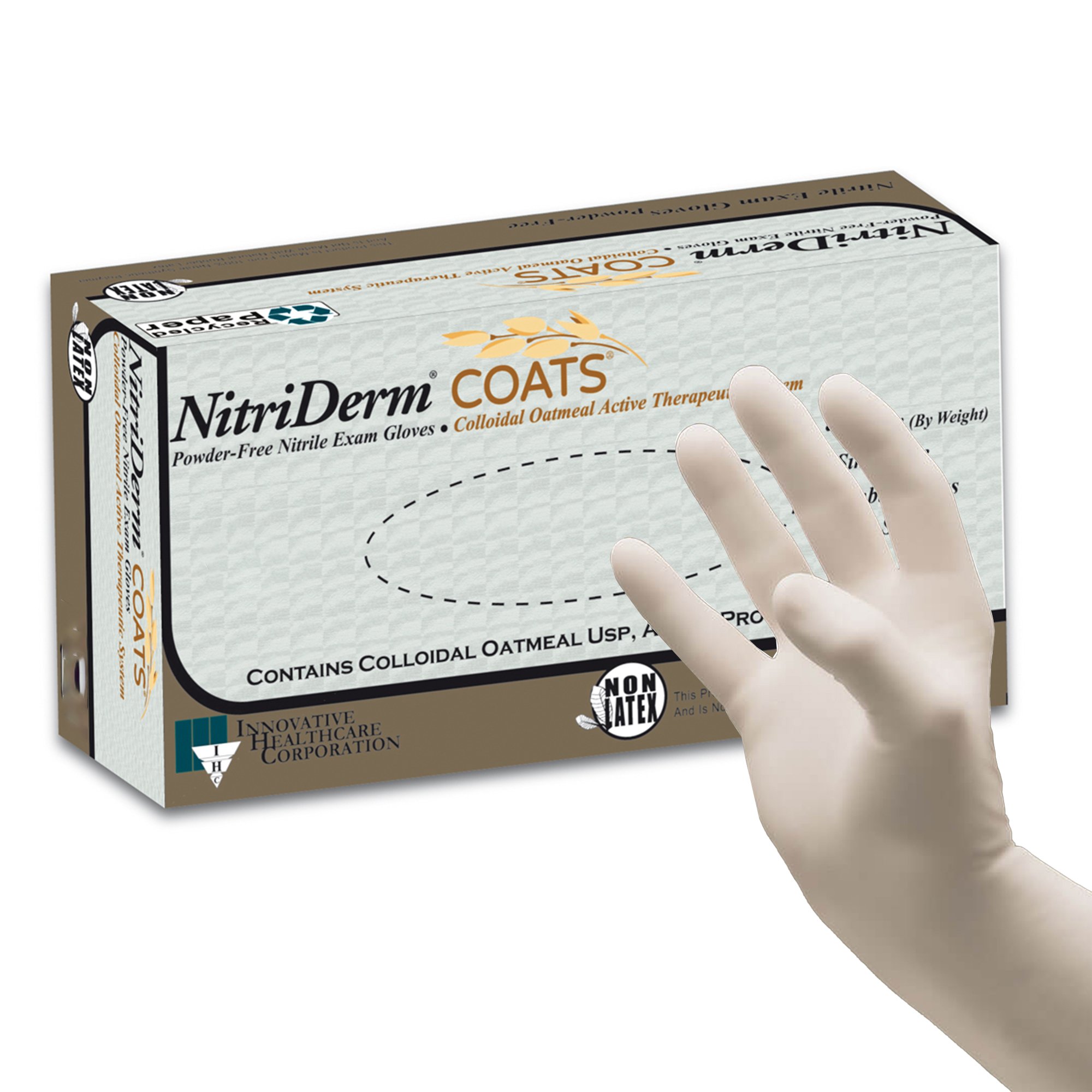 NitriDerm Coats Nitrile Exam Glove, Large, White MK 880527