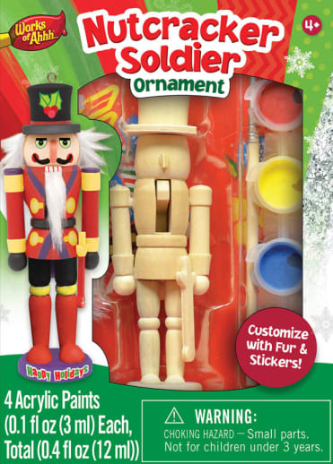 Mini Nutcracker Soldier Wood Ornament & Paint Kit