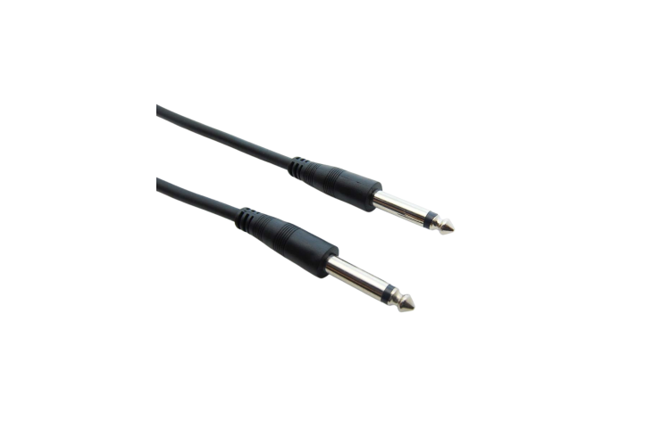 1/4" Mono Male to Male Audio Cable, Black PVC, 6Ft 1/4" Mono Male to Male Audio Cable, Black PVC, 6Ft
