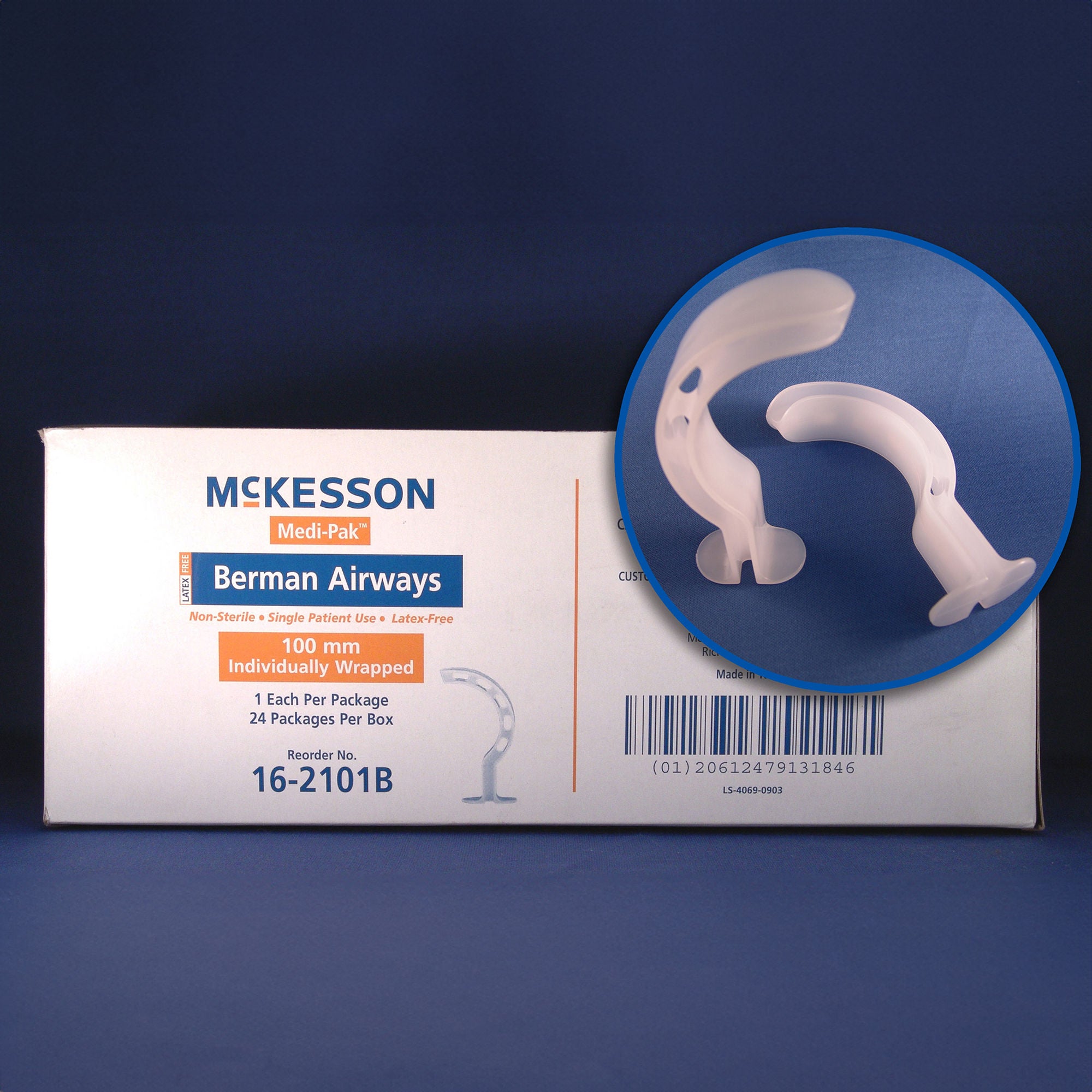 McKesson Berman Oropharyngeal Airway, Size 5, 100 mm Length, ISO 10 MK 485067