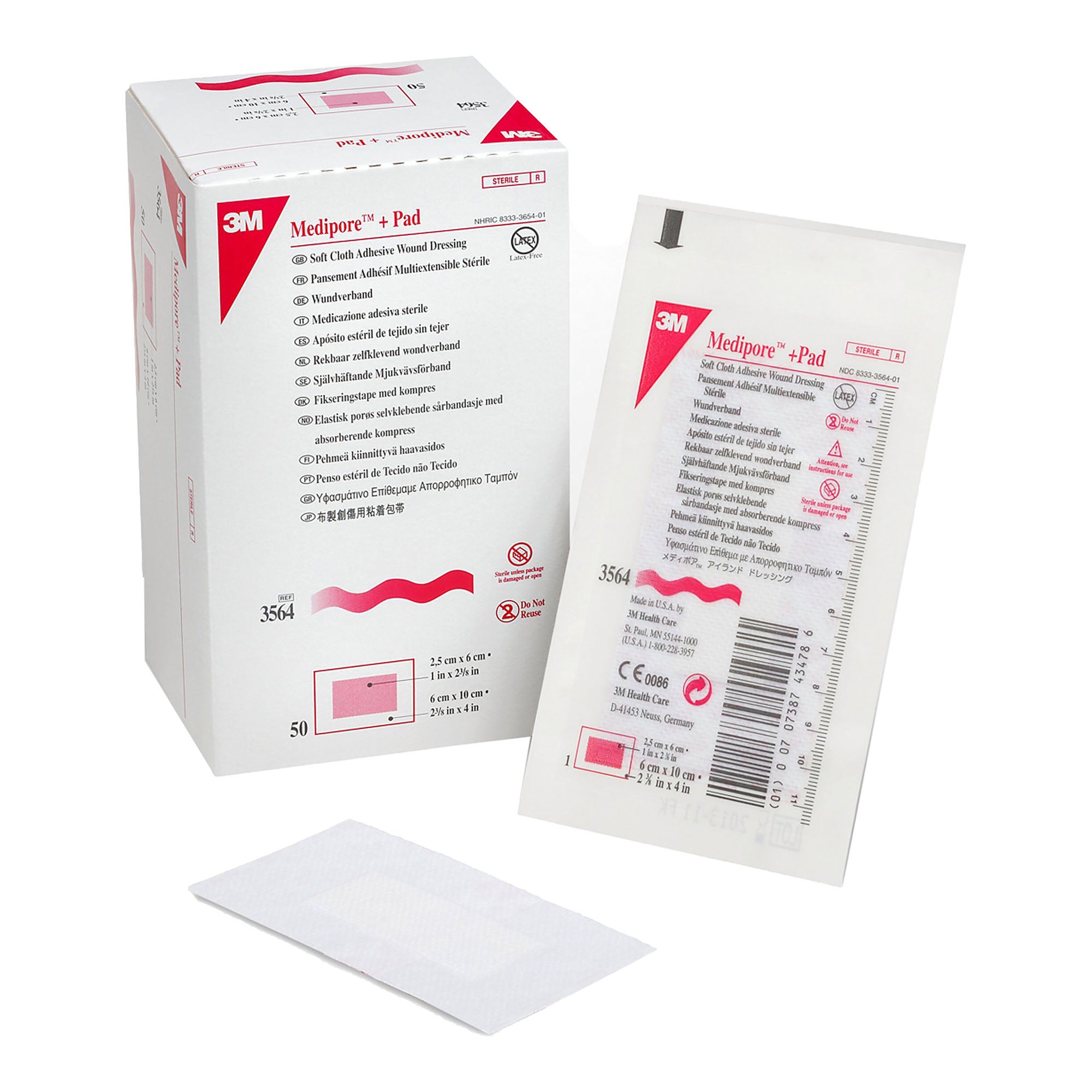 3M Medipore +Pad Soft Cloth Dressings, 2-3/8 x 4 Inch, White MK 315359