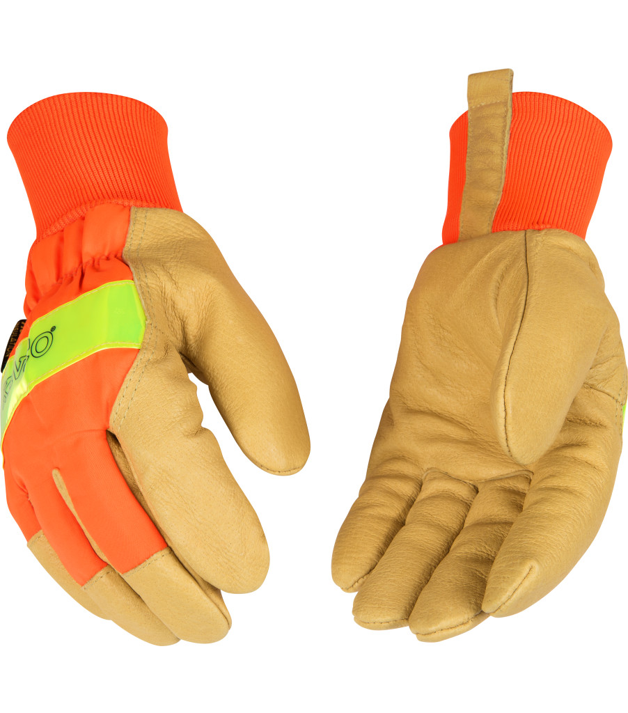 Lined Hi-Vis Orange Grain Pigskin Palm with Knit Wrist, Orange, large image number 2