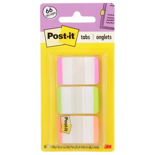 Post-It Pink, Green & Orange Tabs
