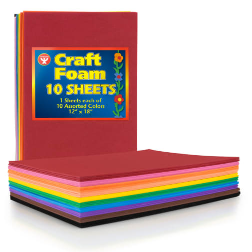 Craft Foam Sheets 12" x 18" - 10 assorted colors