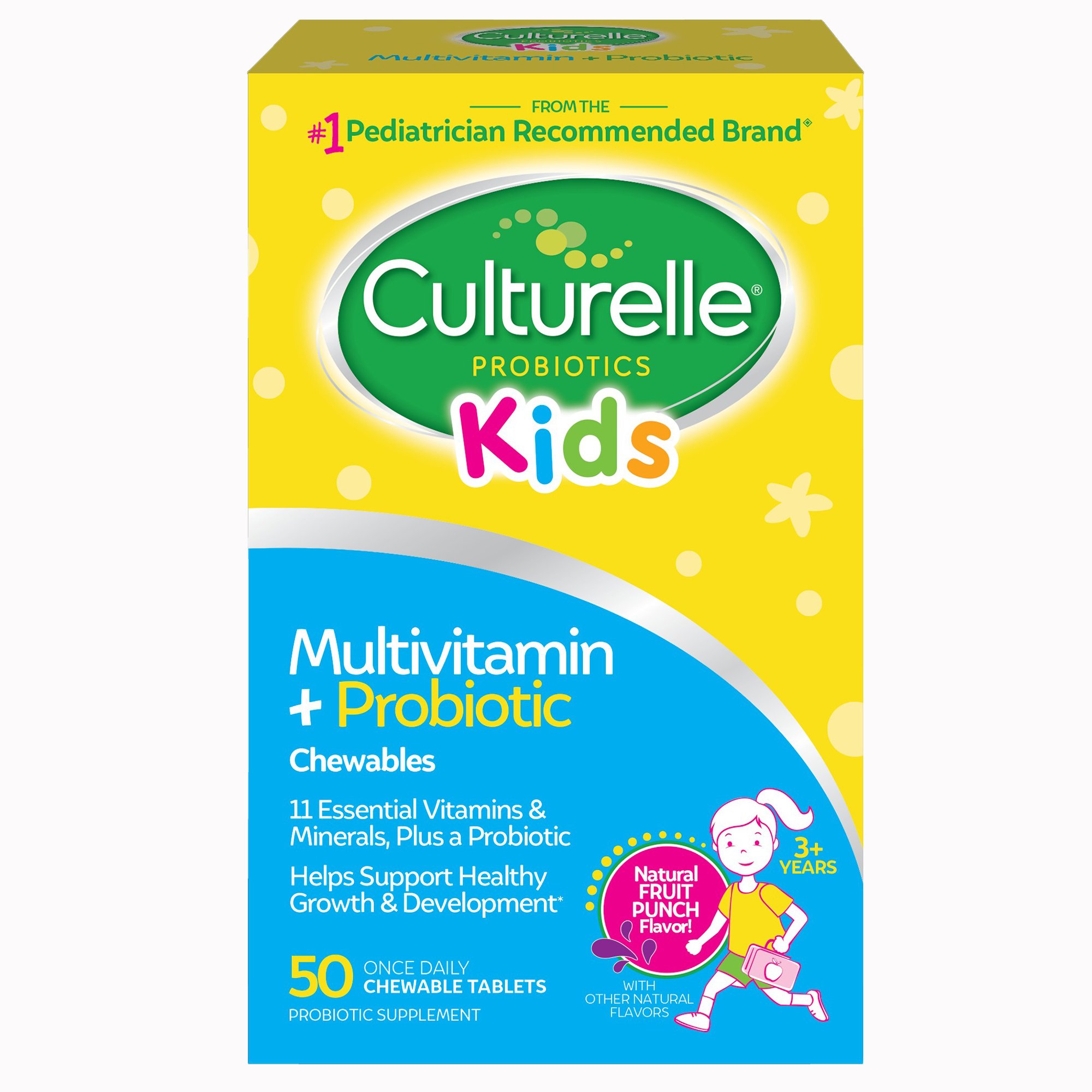 Culturelle Kids Multivitamin + Probiotic Chewable Tablets Natural Fruit Punch MK 1268960