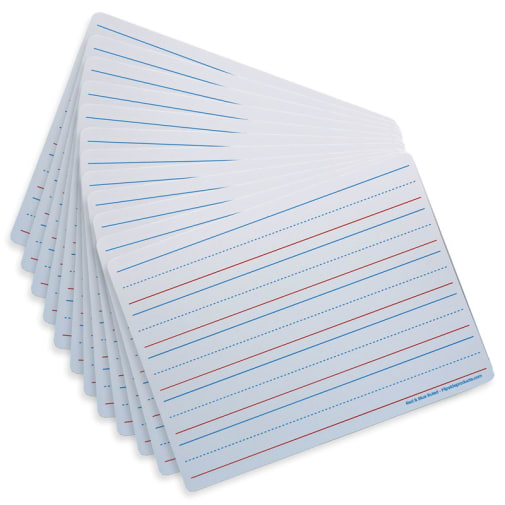 Red/Blue Lined Dry Erase Mats 9"x12" (12 pack)