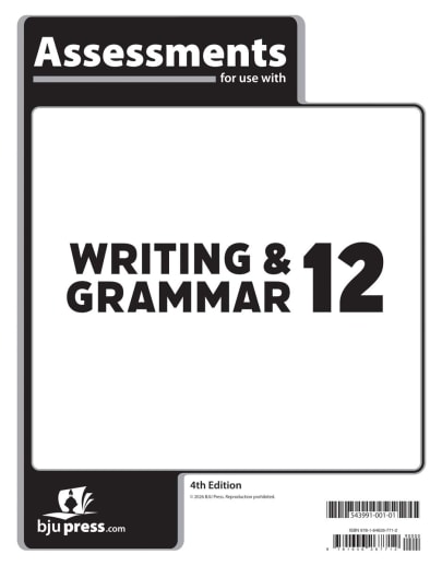 BJU Press Writing & Grammar 12 Assessments 4th Edition