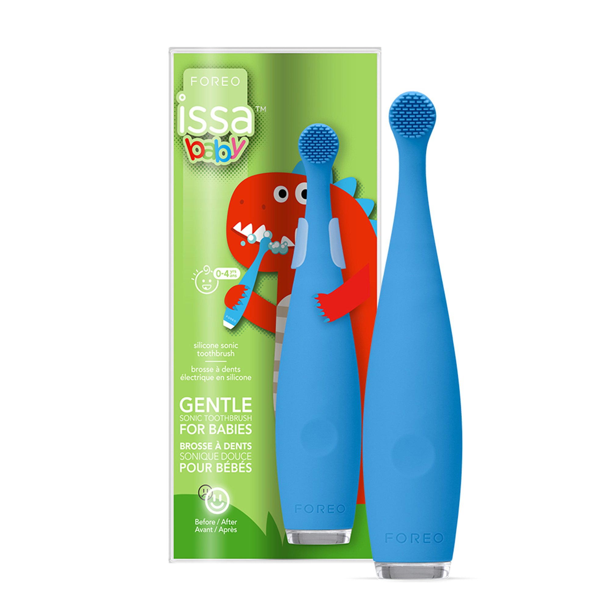 ISSA baby Soft Silicone Sonic Toothbrush, Bubble Blue Dino MK 1252887