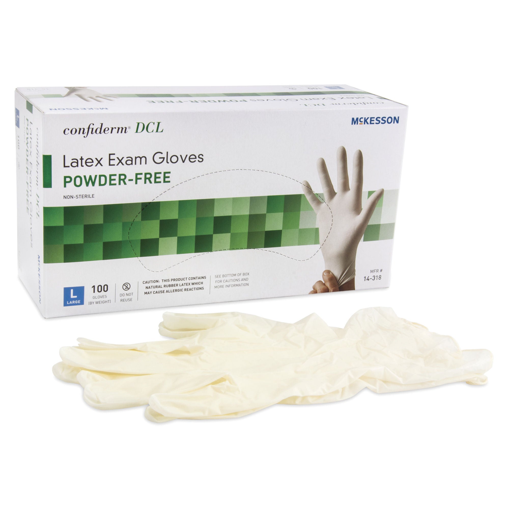 McKesson Confiderm Latex Exam Glove, Large, Ivory MK 354437