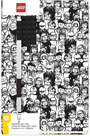 LEGO Minifigure Notebook with Black Embedded Brick & Black Gel Pen (4x6)