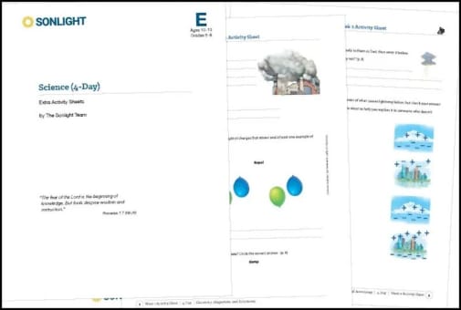 Science Level E 4-Day Extra Activity Sheets (2020)