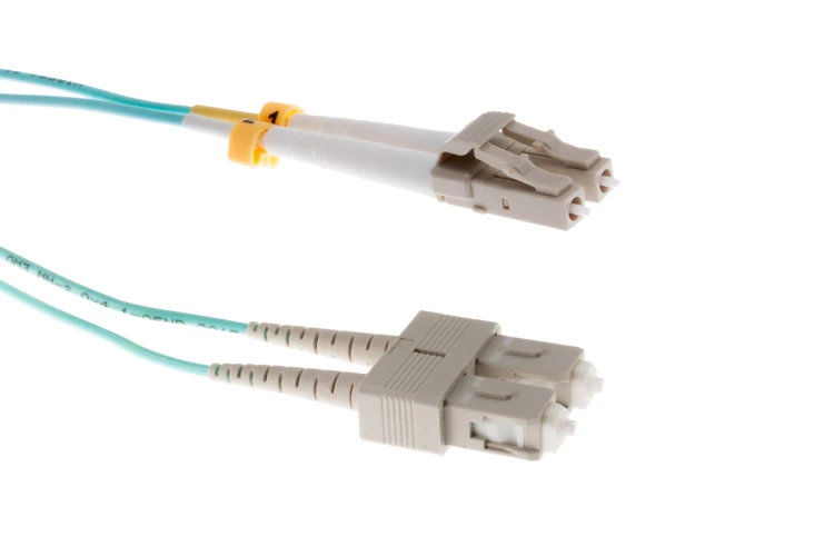 15M LC-SC OM4 40G 50/125 Multimode Duplex Fiber Patch Cable, Aqua