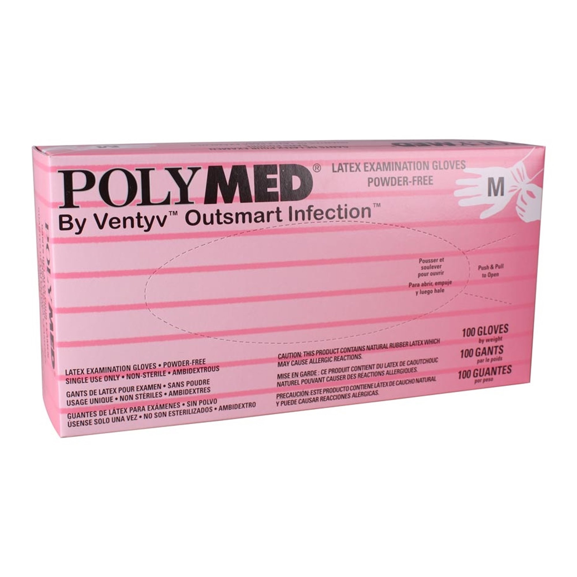 Polymed Latex Exam Glove, Medium, Ivory MK 349005