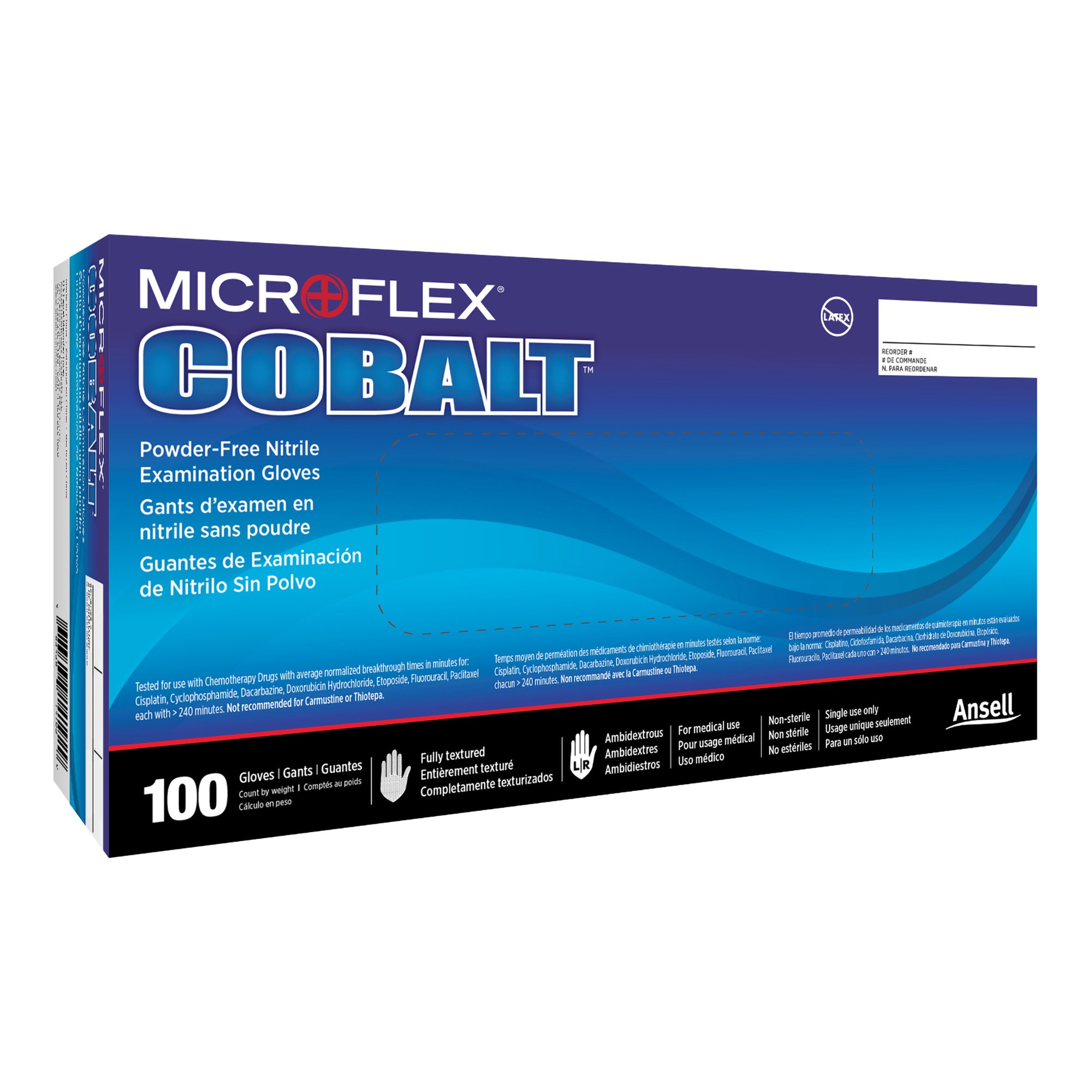 Microflex Cobalt Nitrile Exam Glove, Medium, Blue MK 889900
