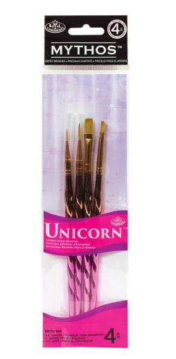 Royal & Langnickel Mythos Unicorn Golden Taklon Paint Brush Set (variety 4 piece)