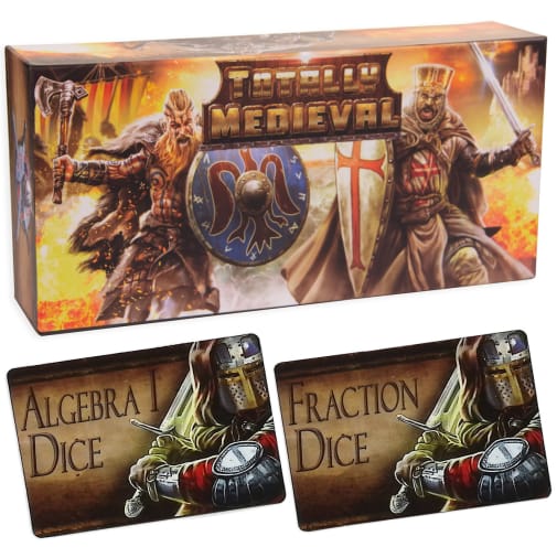 Totally Medieval: Enhanced Math Adventure Game with Figurines (plus Fractions/Algebra 1 Math Dice Cards)