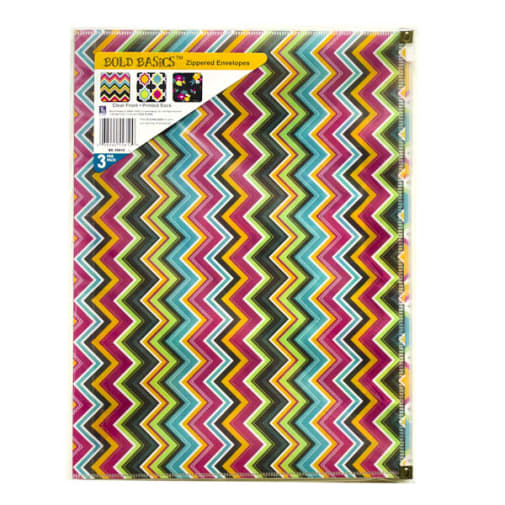 Bold Basics Zip 'N go Reusable Envelopes, Assorted 3 pack