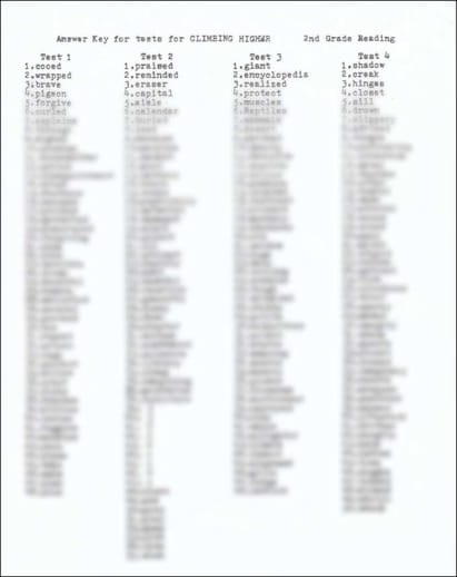 Climbing Higher Test Answer Key