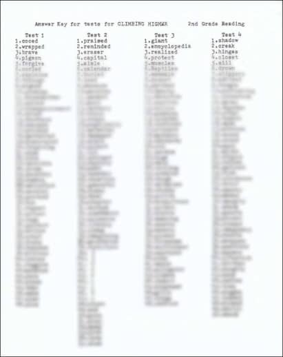 Climbing Higher Test Answer Key