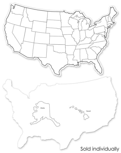 USA Map Whiteboard, 2-sided 9" x 12"
