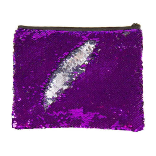 Purple / Silver Magic Sequin Zip Pouch
