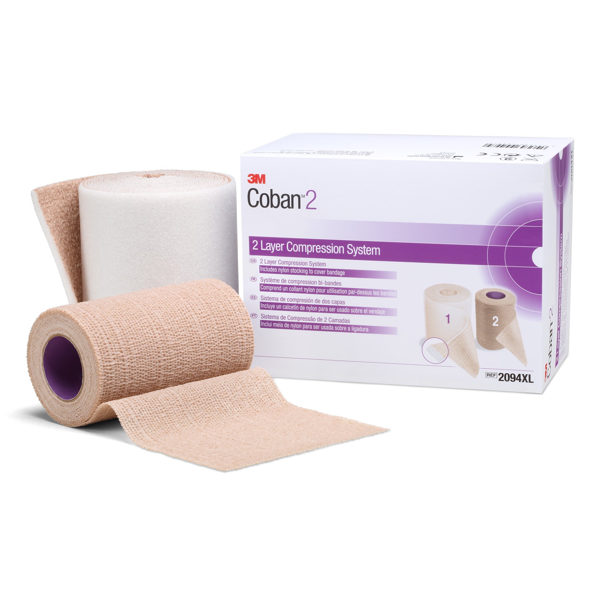 3M Coban 2 Self-adherent / Pull On Closure 2-Layer Compression Bandage System MK 993482