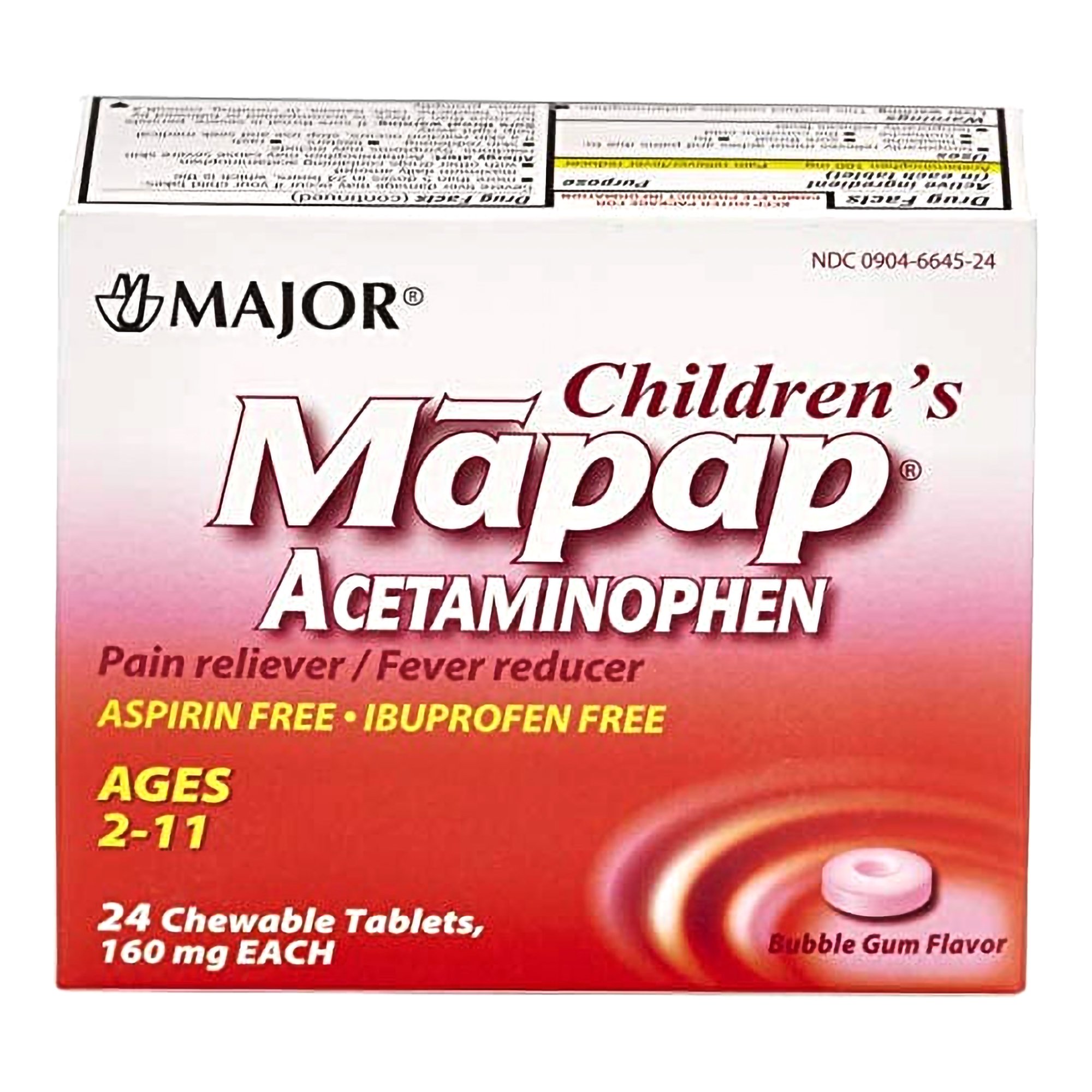 Mapap Acetaminophen Children's Pain Relief / Fever Reducer, Bubble Gum flavor MK 1237777